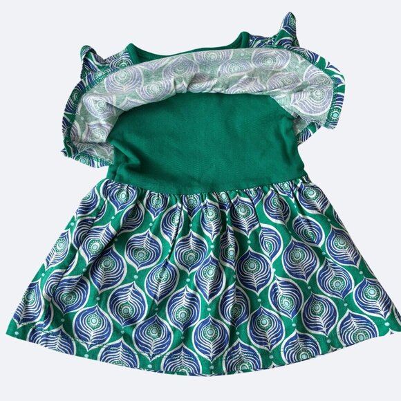 Tea Collecton Dress Size 6 12 Months Kelly Green Cotton Peacock Ruffles NWOT - Picture 4 of 6